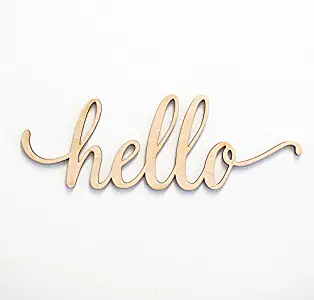 Hello Wood Sign Home Décor Wall Art Unfinished 8" x3"