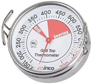 Winco Grill Surface Thermometer with Pot Clip, 2-1/4-Inch