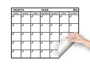 WriteyBoard Restickable Monthly Calendar Whiteboard Sticker Large 2x3 Foot Foam Layer for Smooth Writing on Walls