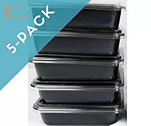 OVEN-SAFE Meal Prep Containers: OVEN-Freezer-Microwave-Safe PORTION-CONTROL for FOOD PREP ~freezer-to-oven~ SIZE (45 fl oz) Holds 3+ Entrée or 6+ Side Dish portions ~Holds LASAGNA~ ~ 5-PACK SET ~