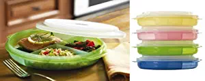 Microwave Divided Plates With Vented Lids - (Set of 4 pink, green, blue and yellow)