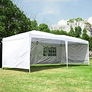 CharaVector 10 x 20 ft Heavy Duty Pop up Canopy Tent Gazebo for Outdoor Party Wedding Commercial Activity Pavilion BBQ Beach Car Shelter with 4 Removable Sidewalls