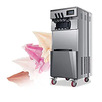 Vinmax Commercial Automatic Ice Cream Machine Three Flavors Stand 304 Stainless Steel 20L/H 1850W 110V (USA Shipment)