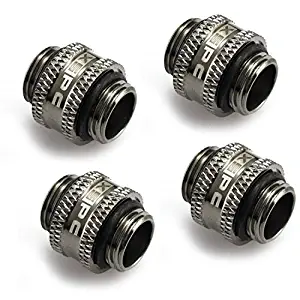 XSPC G1/4" 10mm Male to Male Fitting V2, Black Chrome, 4-Pack