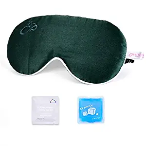 alittlecloud Warm/Cold Steam Silk Eye Mask for Women and Men,Moist Heating and Ice Sleeping Therapy Eye Pillow for Dry Eye,Tired Eyes and Puffy Eyes,Dark Circle,Dark Green