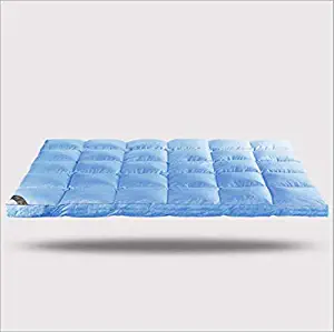 LZYCL Quilted Fitted Mattress Topper, Soft Mattress Pad Waterproof Hypoallergenic Mattress Cover Cooling Mattress Home,Hotel Featherbed-Blue 120x200cm(47x79inch)