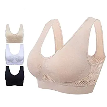 3Pack Perfect for Any Woman Air Permeable Cooling Summer Sport Yoga Wireless Bra Covers and Sustains