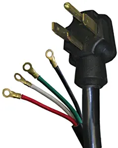 Voltec 03-00084 6/2, 8/2 50 Amp Right Angle Cord with Ring Terminals, 6-Foot, Black