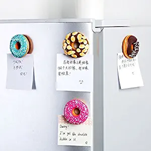 Miss.AJ 4 pcs Sweet donut Doughnut fridge magnet Refrigerator message magnet Magnetic Stickers Simulation Food home decor