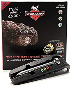 SteakChamp - The Ultimate Steak Thermometer 3rd Generation, 3-Color (Black)