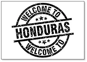 Welcome to Honduras Black Stamp Illustration Fridge Magnet