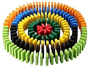 Click N' Play 300-piece 100% Real Wooden Domino Blocks Set, Racing Toy Game, Building and Stacking Toy Blocks