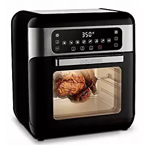 Gourmia GAF678 7-Qt All-in-One Digital Free Fry Air Fryer Oven with Dehydrator & Rotisserie | Oil-Free Healthy Cooking | 10 Cook Modes | Glass Viewing Window | Accessory Kit Included | Free Recipe Book Included
