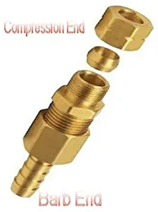 Compression 5/16" OD to 3/8" Hose Barb Fitting Transmission Cooler Line Brass