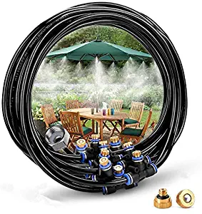 Lurowo Misting Cooling System 36 FT (8M+3M) Misting Line +11 Brass Mist Nozzles Outdoor Cool Mister Patio Garden Umbrellas Greenhouse Misting Plants Trampoline Waterpark