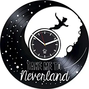 Kovides Peter Pan Clock, Wendy Gift, Walt Disney Home Decor, Cartoons Movie, Vinyl Wall Clock, Best Gift for Girl, Vinyl Record Clock, Silent, Wall Sticker, Wall Clock Modern