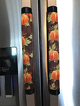 Refrigerator Door Handle Covers Set of Two Pumpkins Theme 13 Long BY 5 Wide