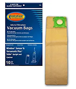 EnviroCare Replacement Micro Filtration Vacuum Bags for Windsor Sensor, Versamatic Plus, Sebo Uprights 10 Pack