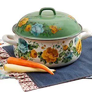 The Pioneer Woman 4 QT Dutch Oven Rose Shadow With Lid Floral Enamel Steel 3.7L
