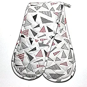 Double Oven Gloves, Smart Home, Multi Striped, 1 Piece, Long, Mitts, Heat Resistant, 100% Cotton, Extra Thick, Quilted