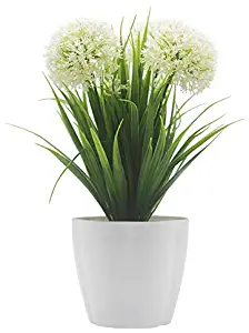 XICHEN Artificial Potted Plant, Hydrangea, 10Inch (White)