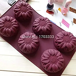 Soap Mold - 50pcs Lot Six Lattices Sunflower Soap Mold Silicone Bakeware Baking Moon Cake Sk 01 - Pinecone Star Snowflake Cupcake Decorative Holiday Organic Spray Letters Silicone