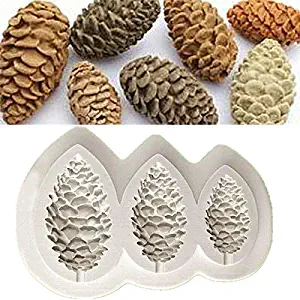 3 Caves Pine Cone Silicone Mold Fondant/Sugar/Chocolate Mould Cake Decoration Maker Baking Tools by EORTA for Christmas Party, DIY, Art Craft, Candy, Clay, Ice, Grey