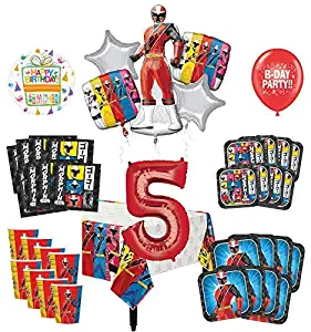 Power Rangers 5th Birthday Party Supplies 8 Guest Decoration Kit and Balloon Bouquet