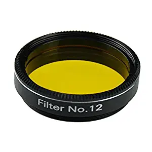 1.25inch No12 Planetary Filter for Telescopes Eyepiece (Yellow)-Enhances red and Orange Features on Jupiter and Saturn