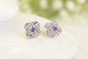 Ddang - 925 Sterling Silver Women Jewelry Love Forever Elegant Crystal Ear Stud Earrings JEW0605