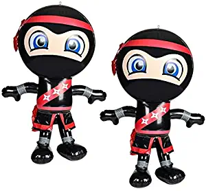 Set of Two (2) Fun Inflatable Ninjas 24" / Red Accents Party Decorations/Inflate