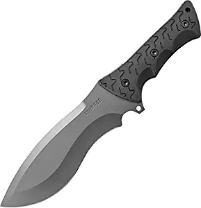 Schrade SCHF28 Little Ricky 14.1in S.S. Full Tang Knife with 7.9in Drop Point Recurve Blade and TPE Handle for Outdoor Survival, Camping and Bushcraft