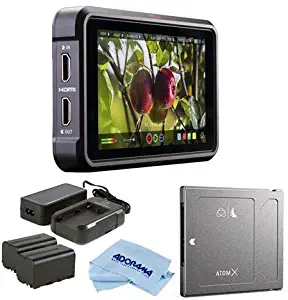 Atomos Ninja V 5" Touchscreen Recording Monitor, 1980x1080, 4K HDMI Input - Bundle Power Kit, Angelbird AtomX SSDmini 1TB External Solid State Drive, Microfiber Cloth