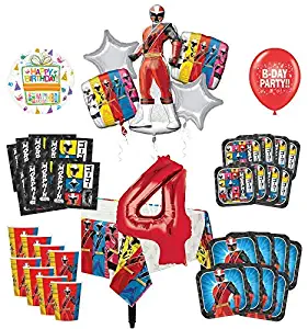 Power Rangers 4th Birthday Party Supplies 8 Guest Decoration Kit and Balloon Bouquet