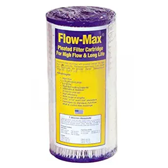 Flow-Max FM-BB-10-0.35 Full Flow/BB 10 inch 4 1/2 inch 0.35 Synthetic Filter Media Pleated Sediment Cartridge