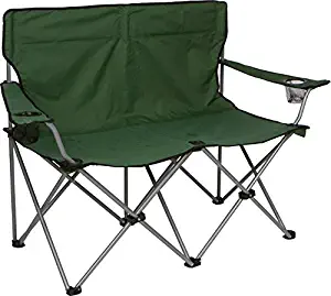 Trademark Innovations Loveseat Style Double Camp Chair with Steel Frame, 31.5", Army Green