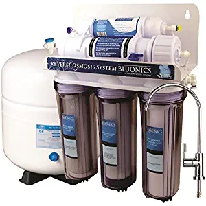 Bluonics 5 Stage Undersink Reverse Osmosis Drinking Water Filter System RO Home Purifier with NSF Certified Membrane and Clear Housings