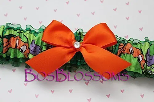 Customizable Handmade - choose your color bow - TMNT Teenage Mutant Ninja Turtles fabric bridal prom wedding garter