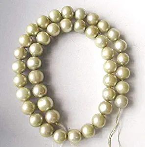 4 Near Round 9mm Pistachio Ice Green FW Pearl Beads for Jewelry Making 9981