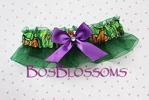 Customizable Handmade - choose your color bow - TMNT Teenage Mutant Ninja Turtles fabric keepsake bridal prom wedding garter