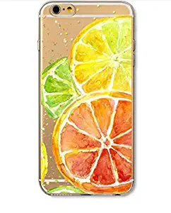 DECO FAIRY Compatible with iPhone 8 / 7, Fruit Orange Sweet Lemon Lime Slice Ninja Juice Health Drink Diet Series Transparent Translucent Flexible Silicone Clear Cover Case