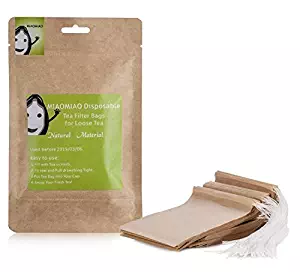 MIAOMIAO unbleached tea filter bags, 【safe and natural material, better leading,100 count】 disposable tea infuser, 1-cup capacity, drawstring empty bag for loose leaf tea (2.4in3.2in)