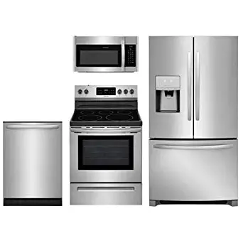 4-Piece Kitchen Stainless Steel Package With FFHB2750TS 30"" French Door Refrigerator FFEF3054TS 30"" Electric Freestanding Range FFMV1645TS 30"" Over-the-Range Microwave FFID2426TS 24"" Built In Dishwasher