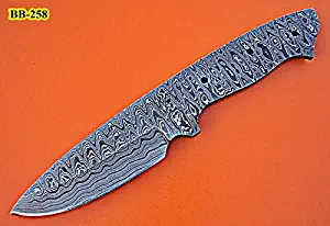 BB-258, Handmade Damascus Steel 9 Inches Full Tang Skiner Knife - Solid Blank Blade