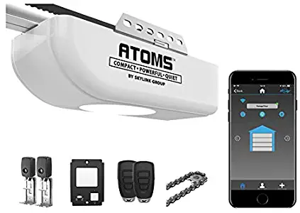 Atoms ATR-1722W by Skylink 3/4HPF Smart Wi-Fi Garage Door Opener with Extremely Quiet DC Motor, Chain Drive, 2 Remote Controls and Deluxe Wall Console