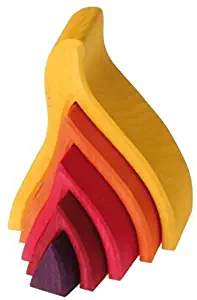 Grimm's Large Fire Flames Nesting Wooden Stacker Blocks Puzzle, Elements of Nature: FIRE