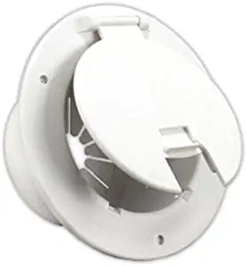 JR Products 541-2-A Polar White Deluxe Round Electric Cable Hatch with Back