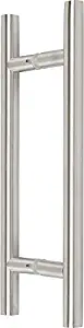 Rockwell Back to Back Ladder Pull in Brushed Nickel for Heavy Glass Frameless Shower Doors, 8 inch CTC, Length 12 inches, fits Glass Shower Doors with 1/2 inch Holes 8 inches Apart