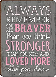 Always Remember You Are Braver Breast Cancer Awareness Wood Magnet