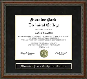 Wordyisms Moraine Park Technical College (MPTC) Walnut Burl Diploma Frame